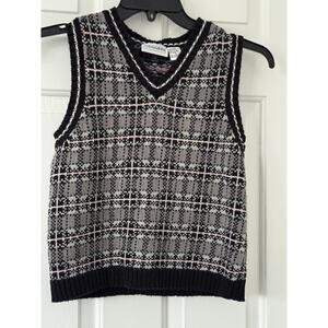 Vintage Y2K Argyle Sweater Vest Pink Gray Ramie Knit Preppy Size Small